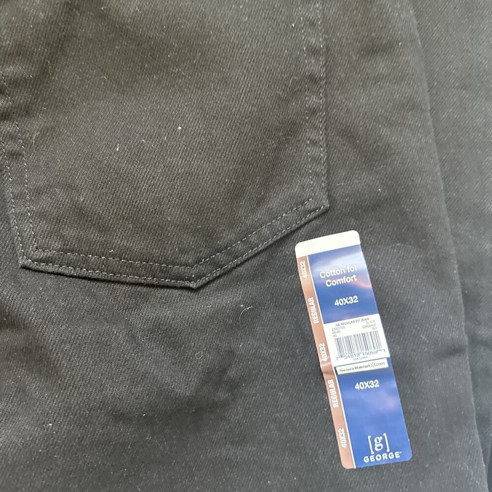 George Jeans Mens 40x32 Black Denim Straight Leg 100% Cotton Classic NWT - Picture 5 of 6